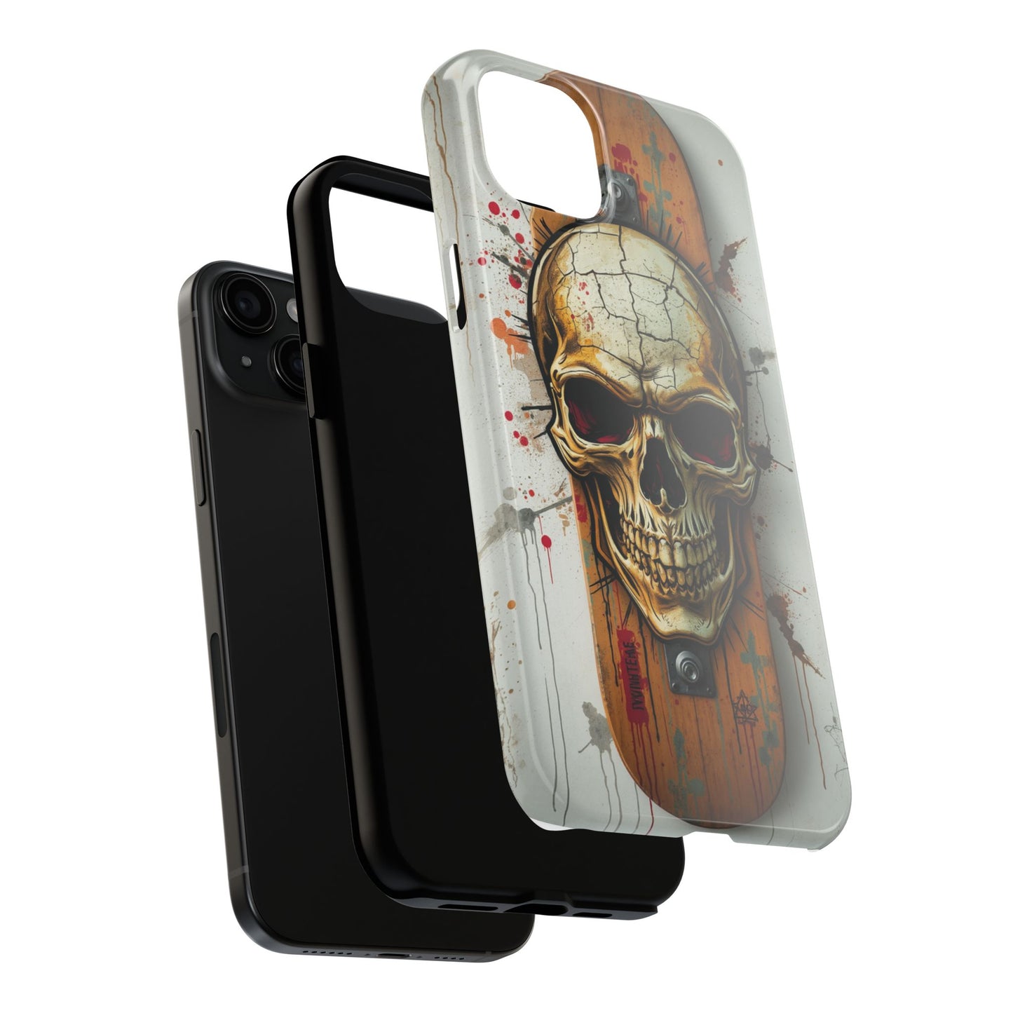 Edgy Skull Tough Phone Case - Durable Protection for Skateboard Enthusiasts