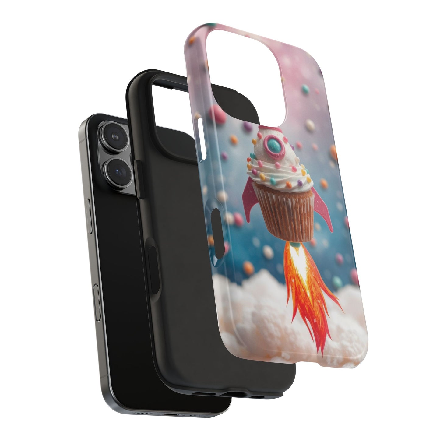 Whimsical Rocket Cupcake Phone Case - Fun Protective Case for Kids and Teens