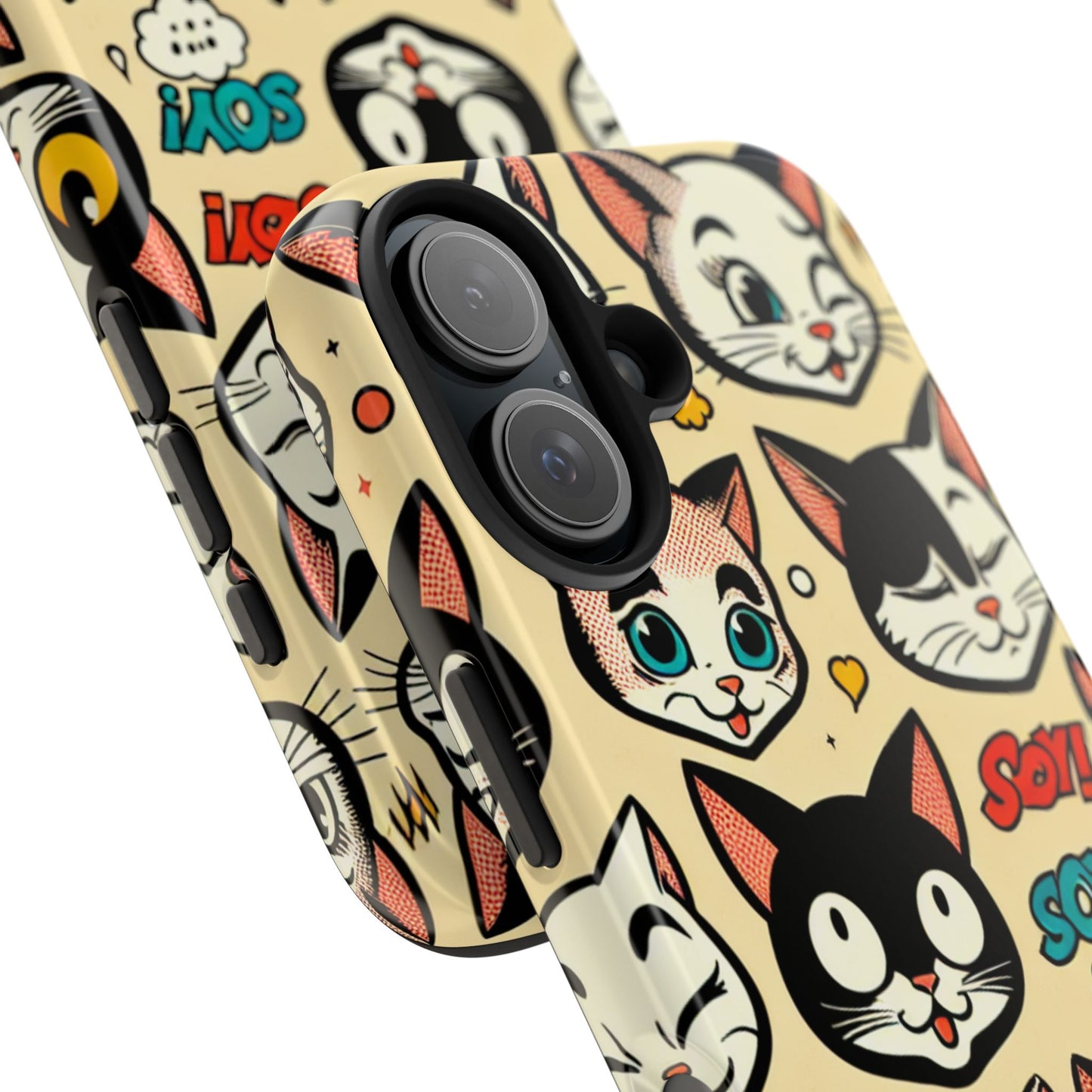 Playful Cat-Themed Tough Phone Case - Pet Pattern - for iPhone
