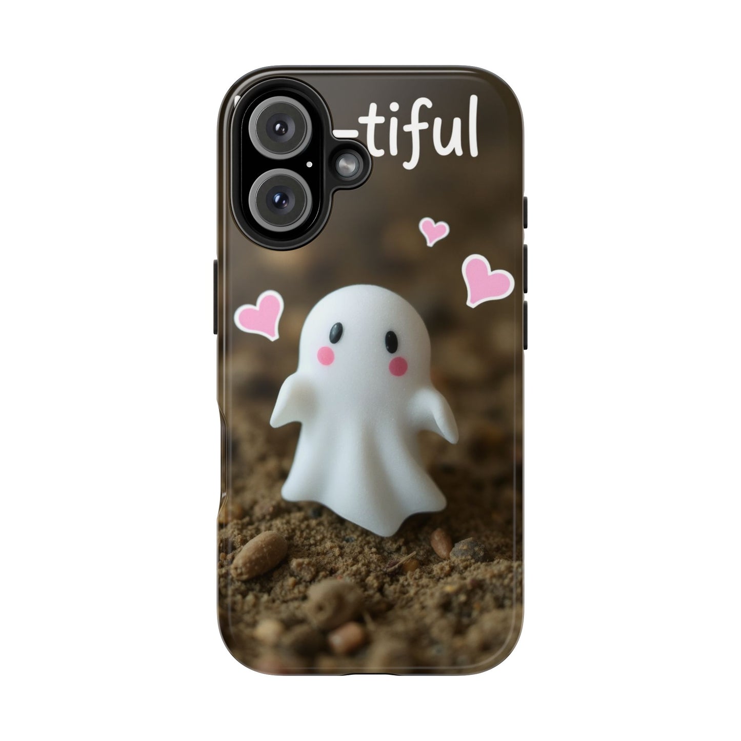 Cute Ghost Tough Phone Case - Beautiful Design with Heart Accents