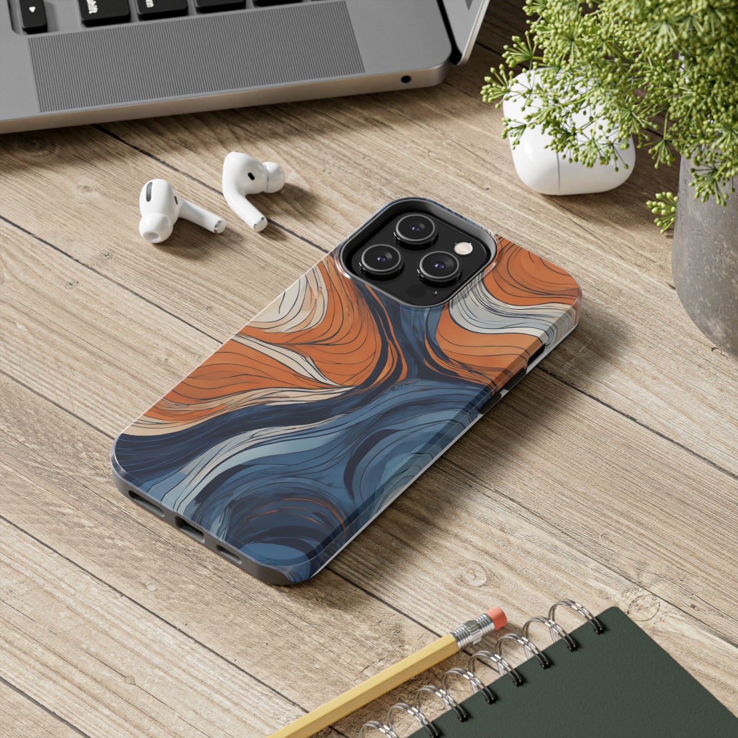 Artistic Tough Phone Case - Vibrant Abstract Waves Design - for iPhone