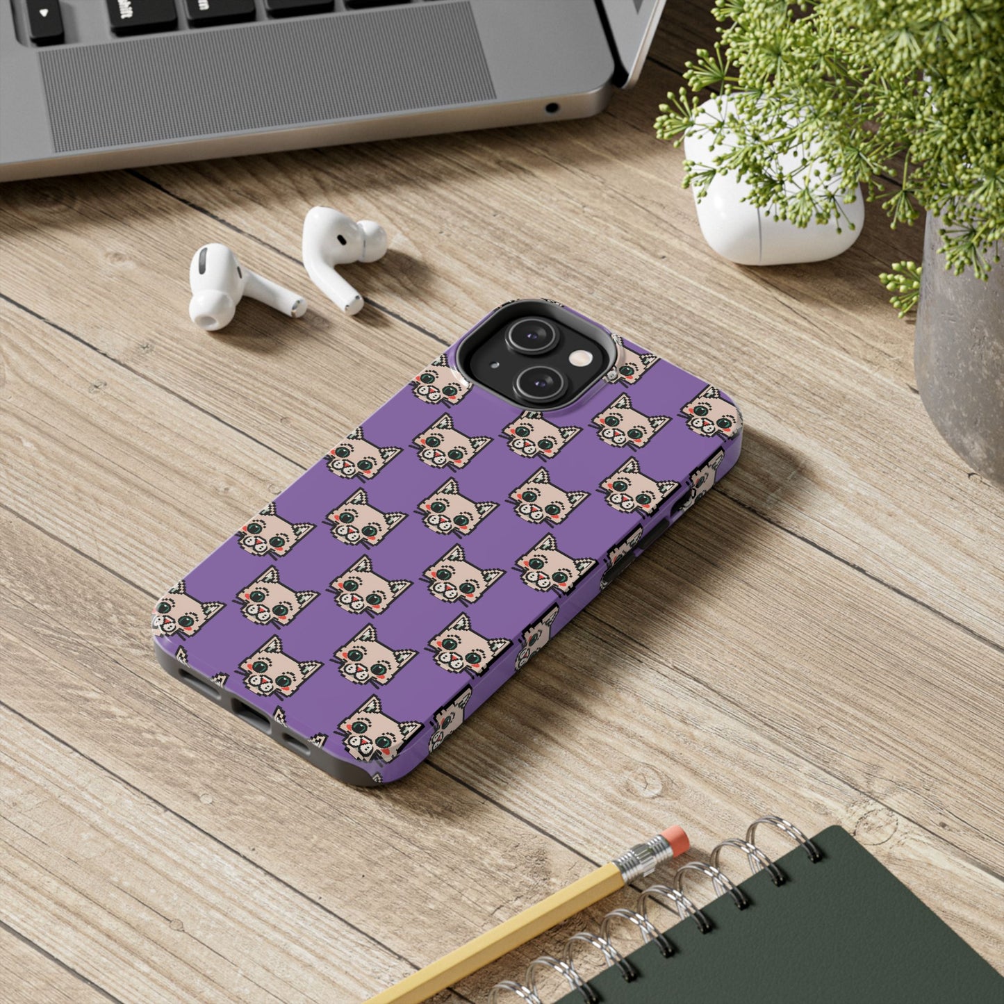 Cute Pixel Cat Tough Phone Case – Fun and Durable Protection for Cat Lovers - for iPhone