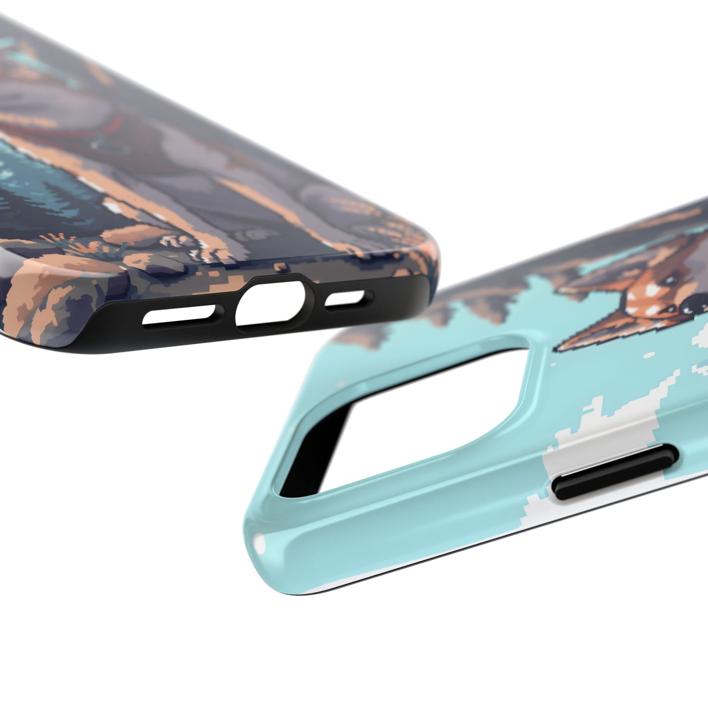 Retro Dog Adventure Tough Phone Case - Pixel Art Shiba Inu Design - for iPhone