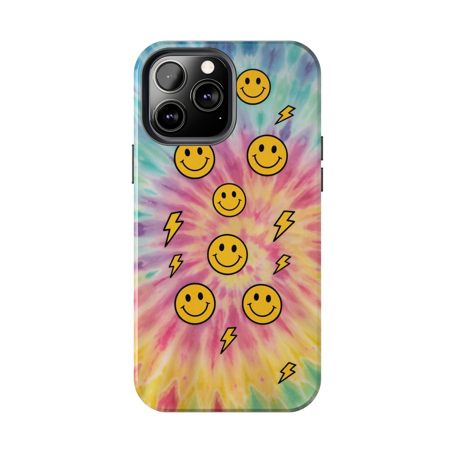 Colorful Smiley Lightning Tough Phone Case - Fun & Durable