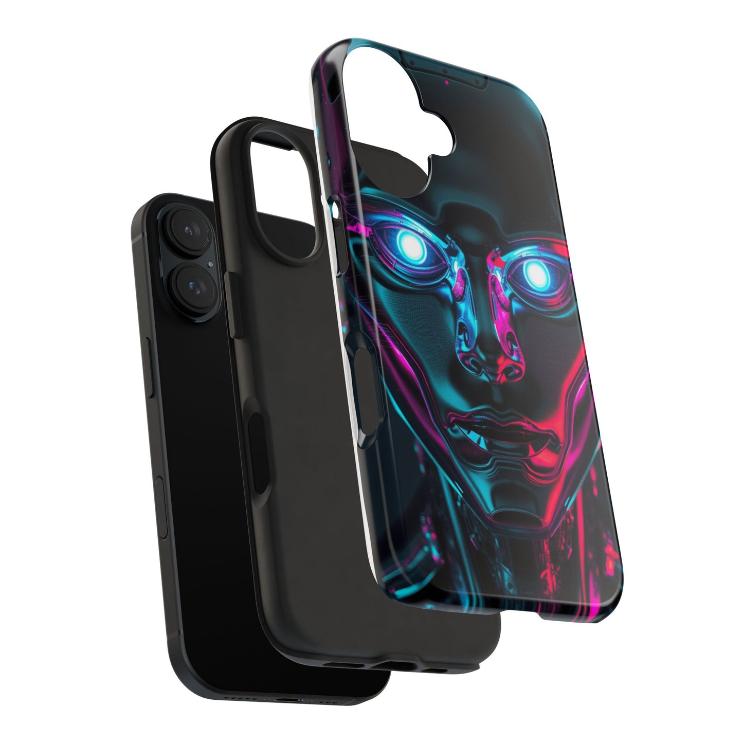 Futuristic Phone Case, Tough Phone Cover, Cyberpunk Style, Robot Design, Gift for Tech Lovers, Unique Phone Accessories