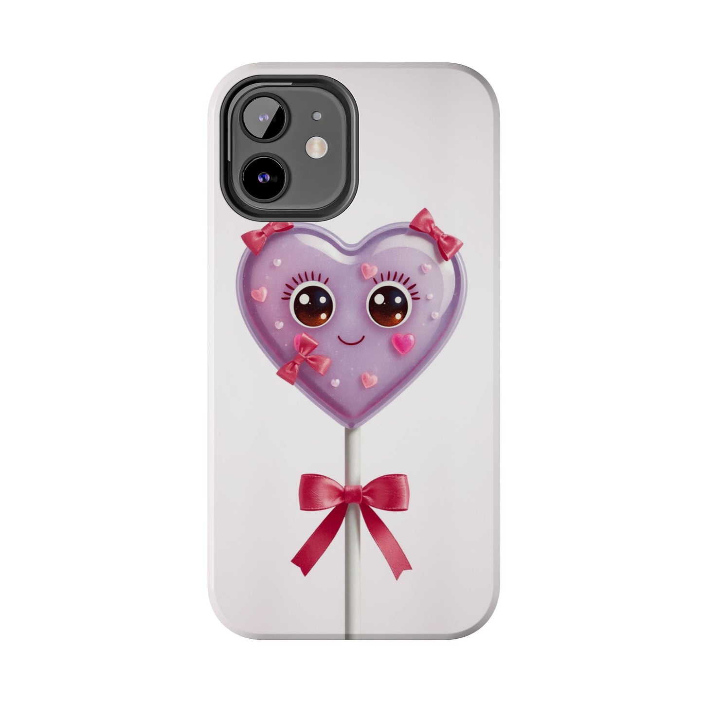 Cute Heart Lollipop Tough Phone Case - Adorable Protection for Candy Lovers