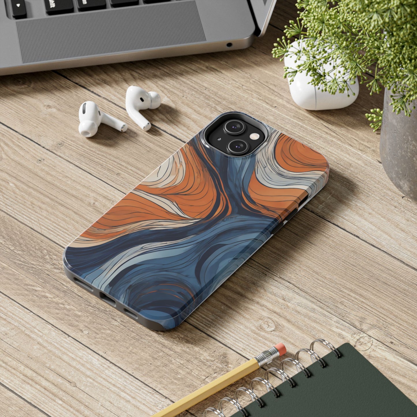 Artistic Tough Phone Case - Vibrant Abstract Waves Design - for iPhone
