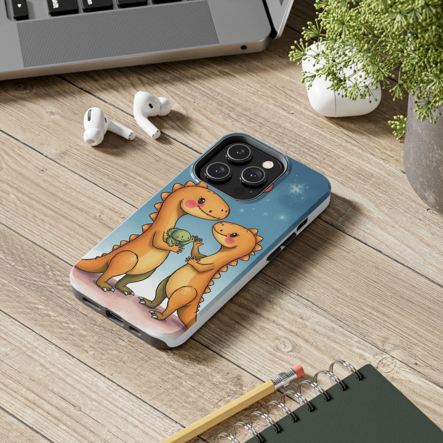 Dino Love Tough Phone Case - Cute & Durable Design for Kids & Parents