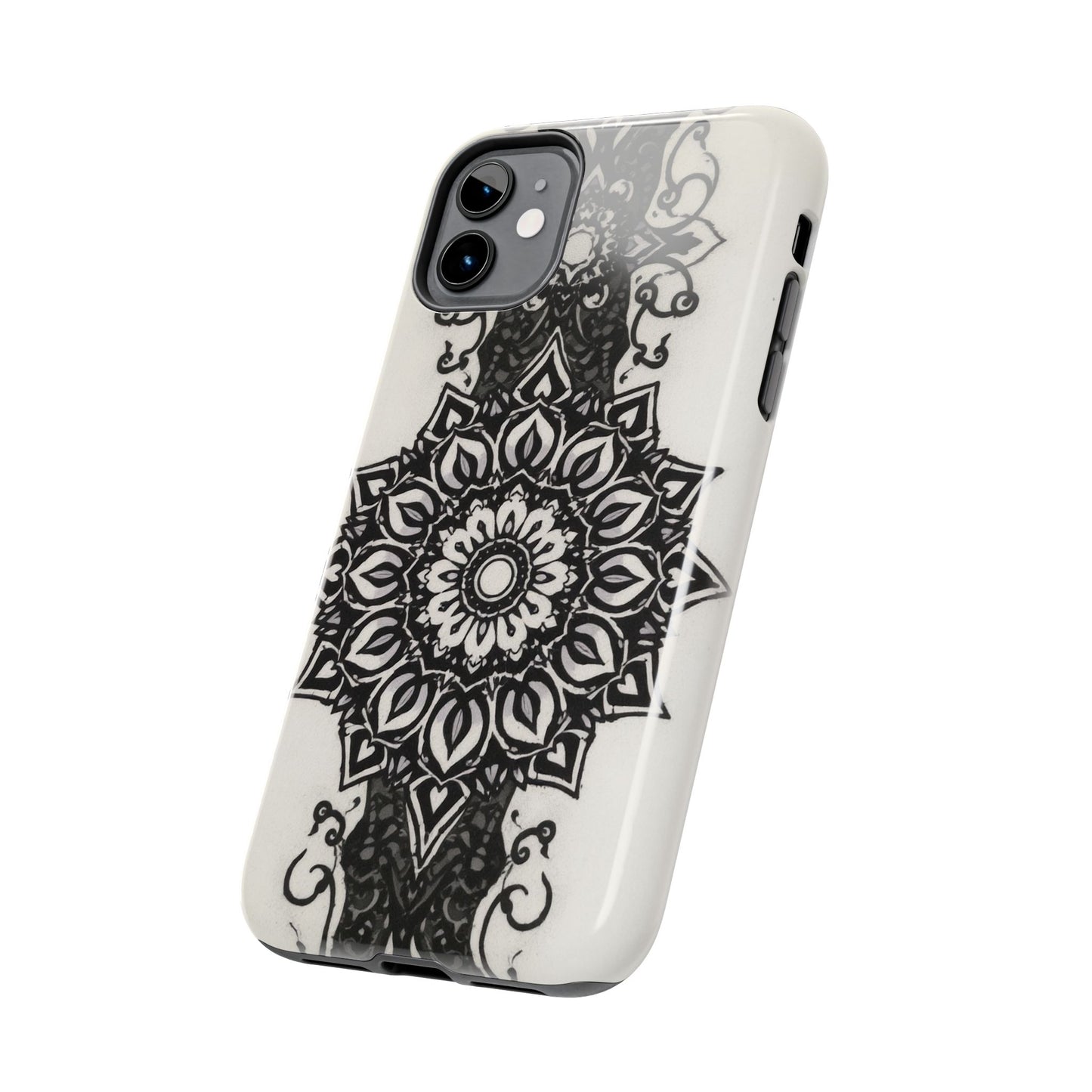 Stylish Tough Phone Cases with Dark Mandala Design - Durable and Unique Protection - for iPhone
