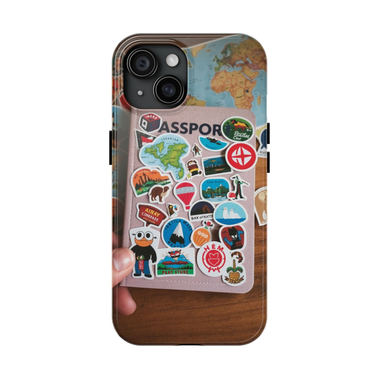 Adventure Stickers Phone Case - Tough Protection for Travel Lovers