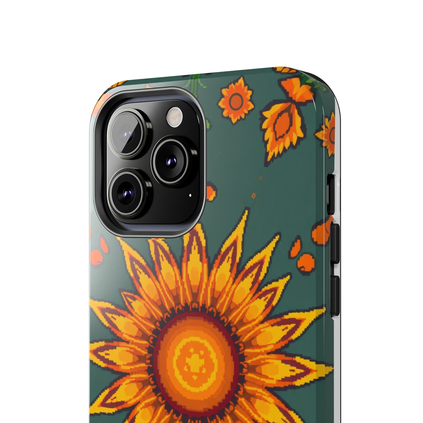 Pixelated Vibrant Floral Tough Phone Case | Sunflower Design for Nature Lovers - for iPhone