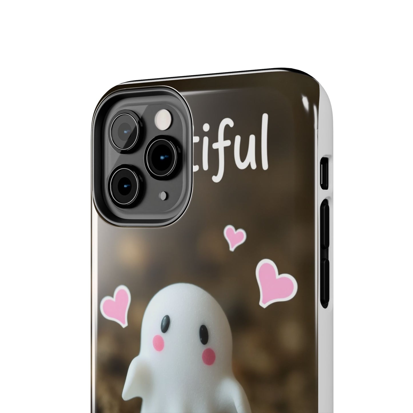 Cute Ghost Tough Phone Case - Beautiful Design with Heart Accents
