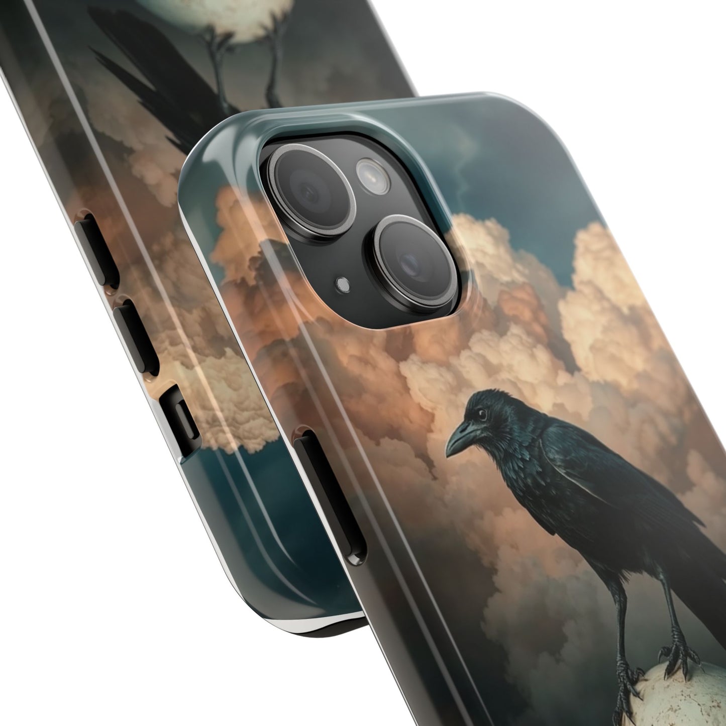 Gothic Raven Skull Tough Phone Case - Unique Protective Cover for Halloween Lovers