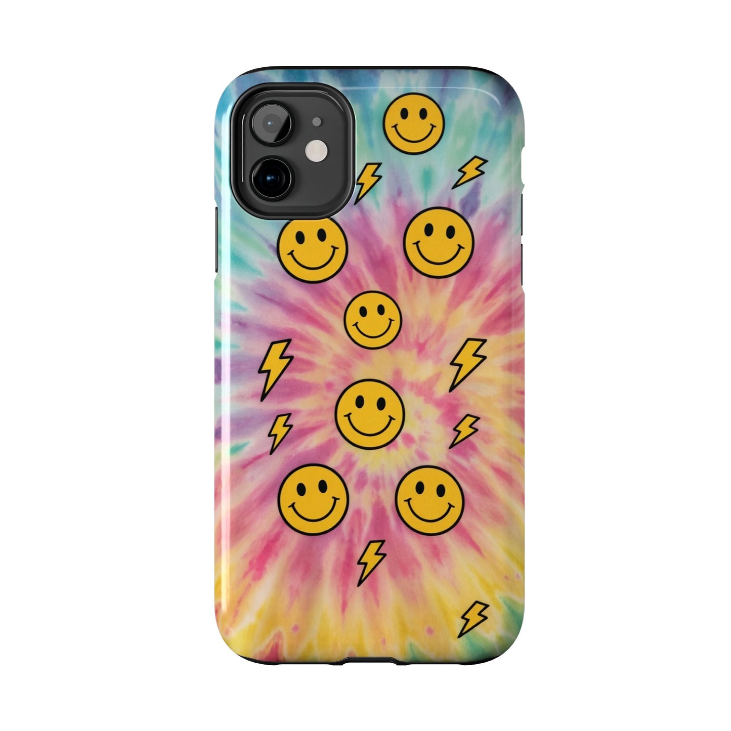 Colorful Smiley Lightning Tough Phone Case - Fun & Durable