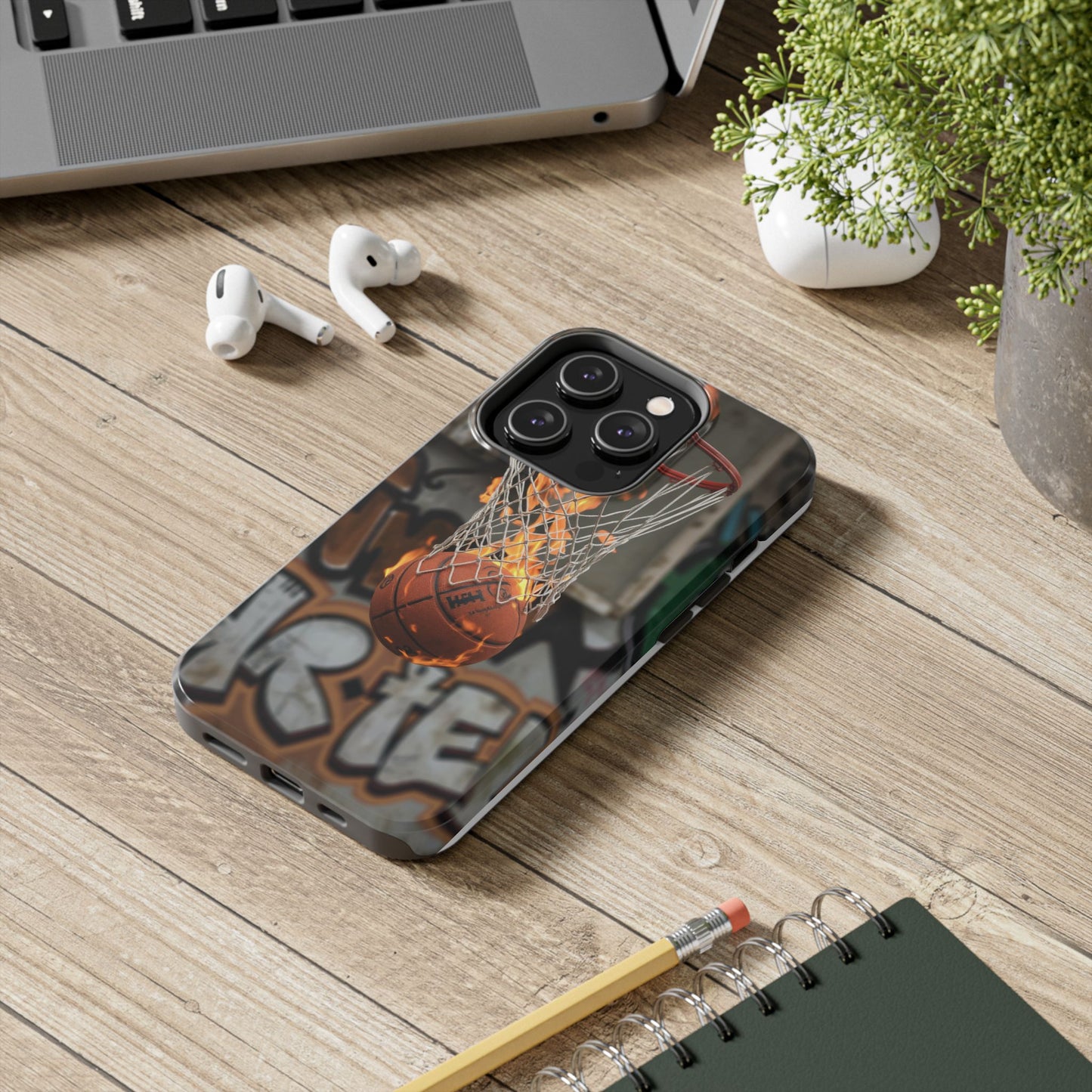 Fire Basketball Tough Phone Case - Durable Sporty Design for Athletes & Fans
