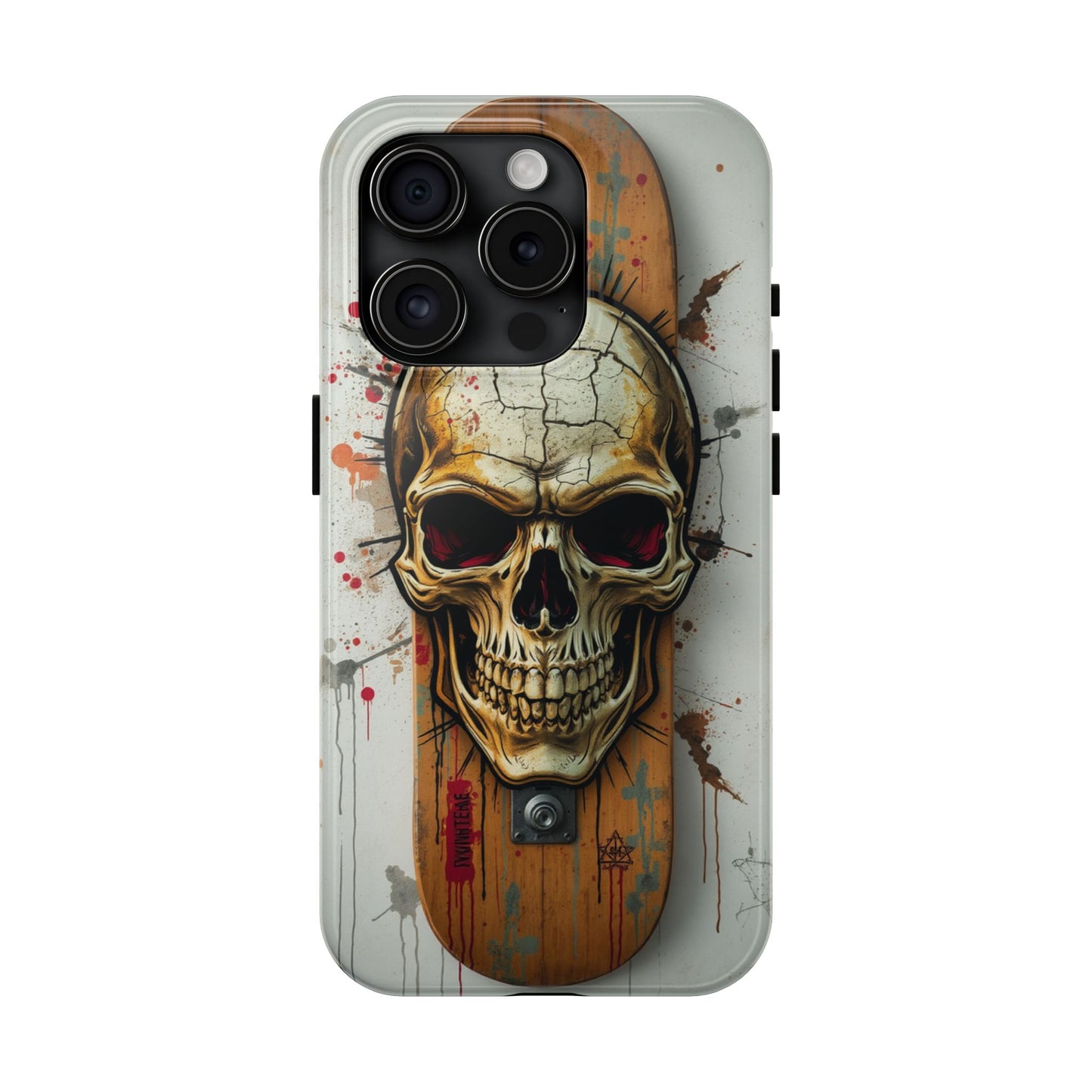 Edgy Skull Tough Phone Case - Durable Protection for Skateboard Enthusiasts