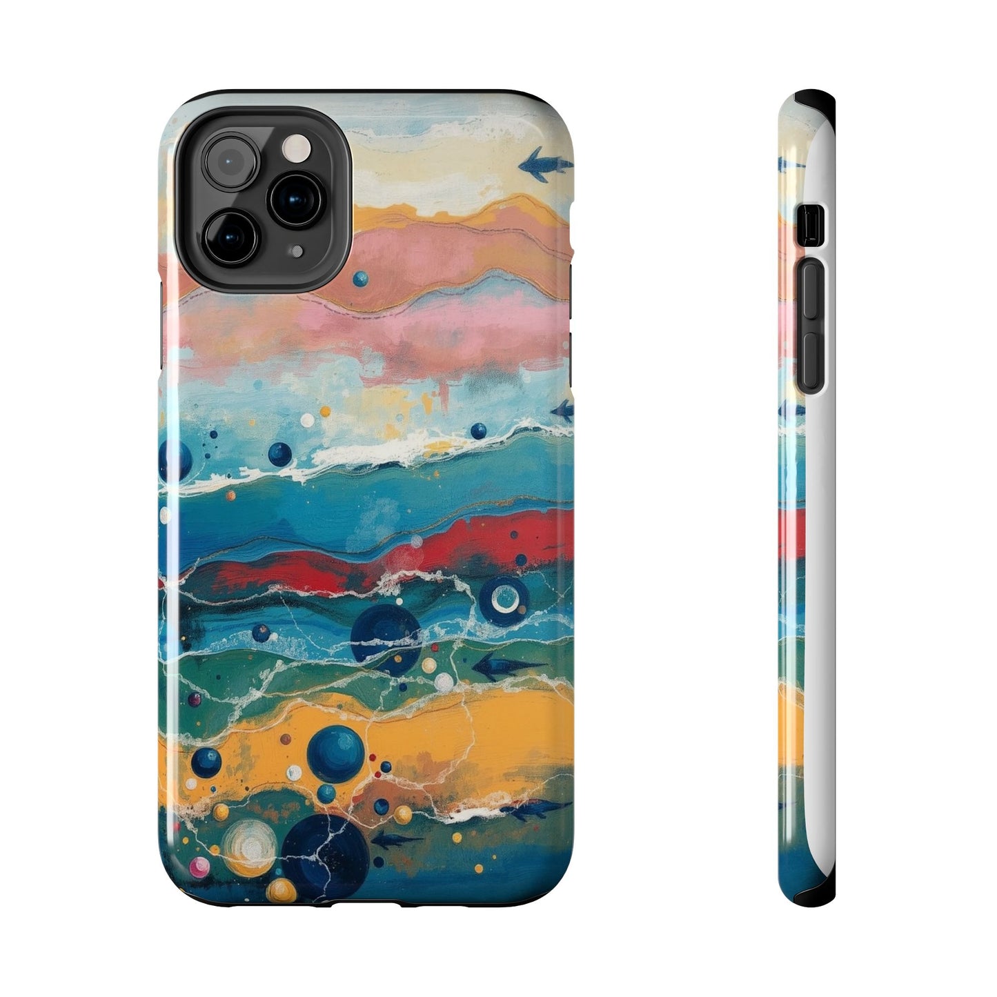 Artistic Tough Phone Case - Vibrant Waves Design for Unique Style