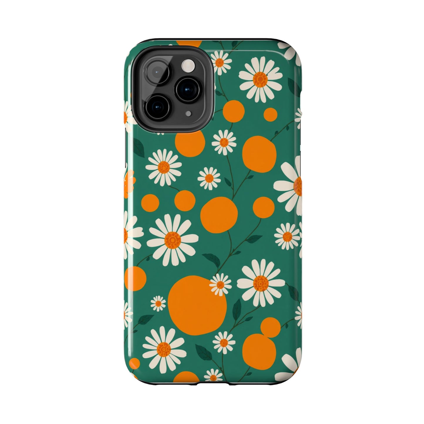 Floral Tough Phone Case - Daisy & Orange Design