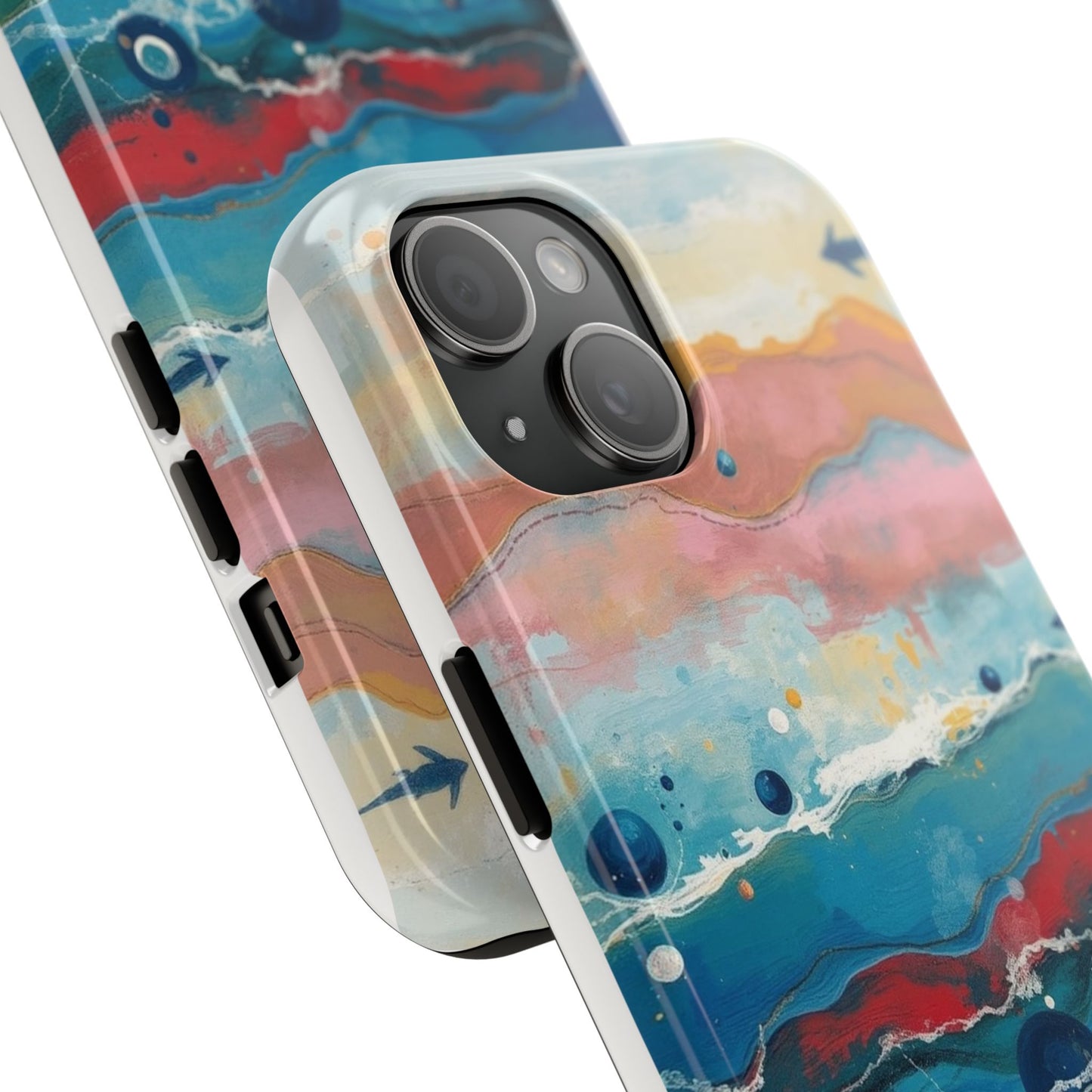 Artistic Tough Phone Case - Vibrant Waves Design for Unique Style