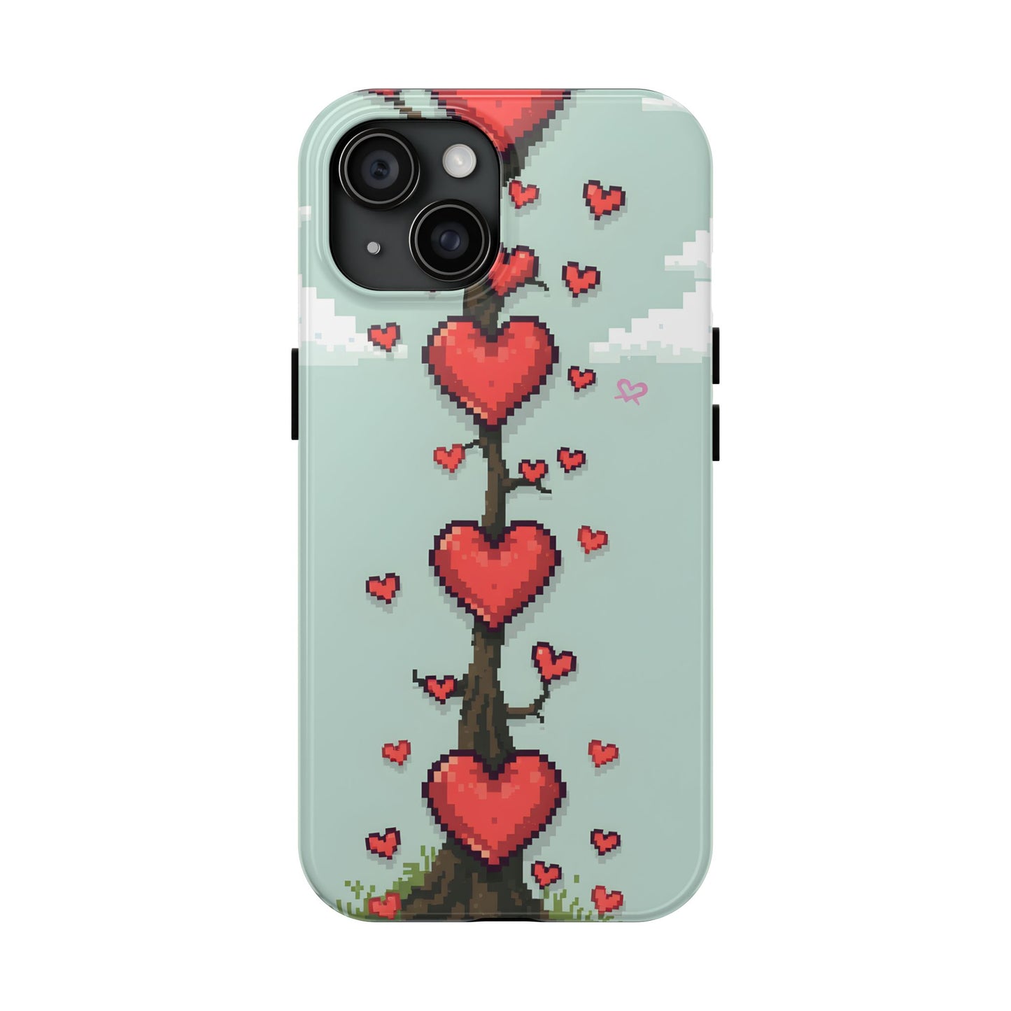Pixelated Love Hearts Tree | Tough Phone Case - Cute Design - for iPhone