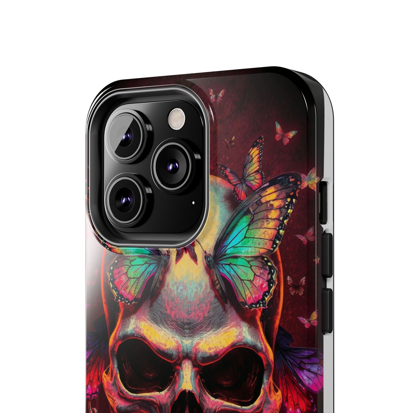 Gothic Skull Phone Case with Butterflies - Durable Tough Phone Case