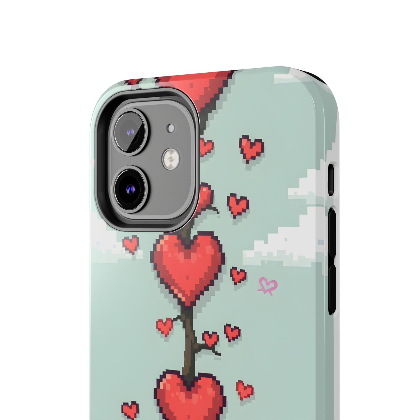 Pixelated Love Hearts Tree | Tough Phone Case - Cute Design - for iPhone