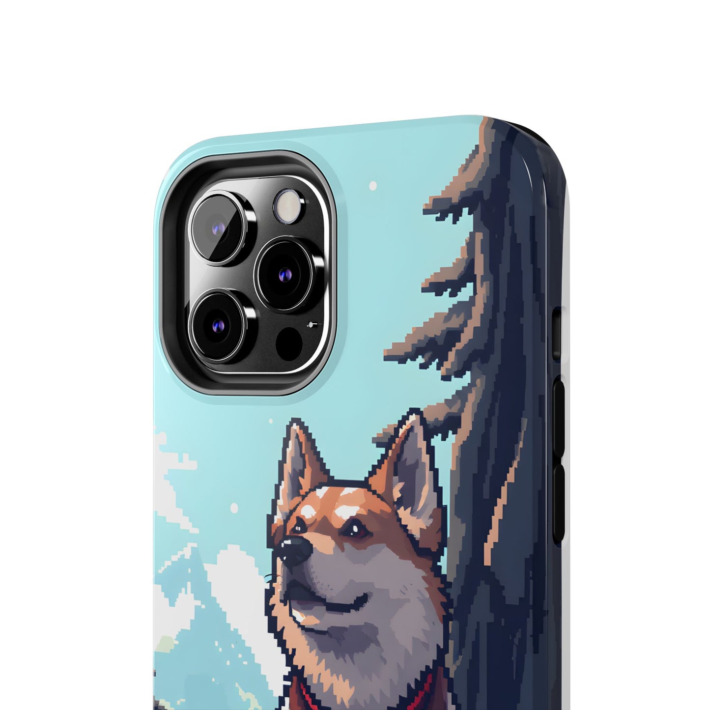 Retro Dog Adventure Tough Phone Case - Pixel Art Shiba Inu Design - for iPhone