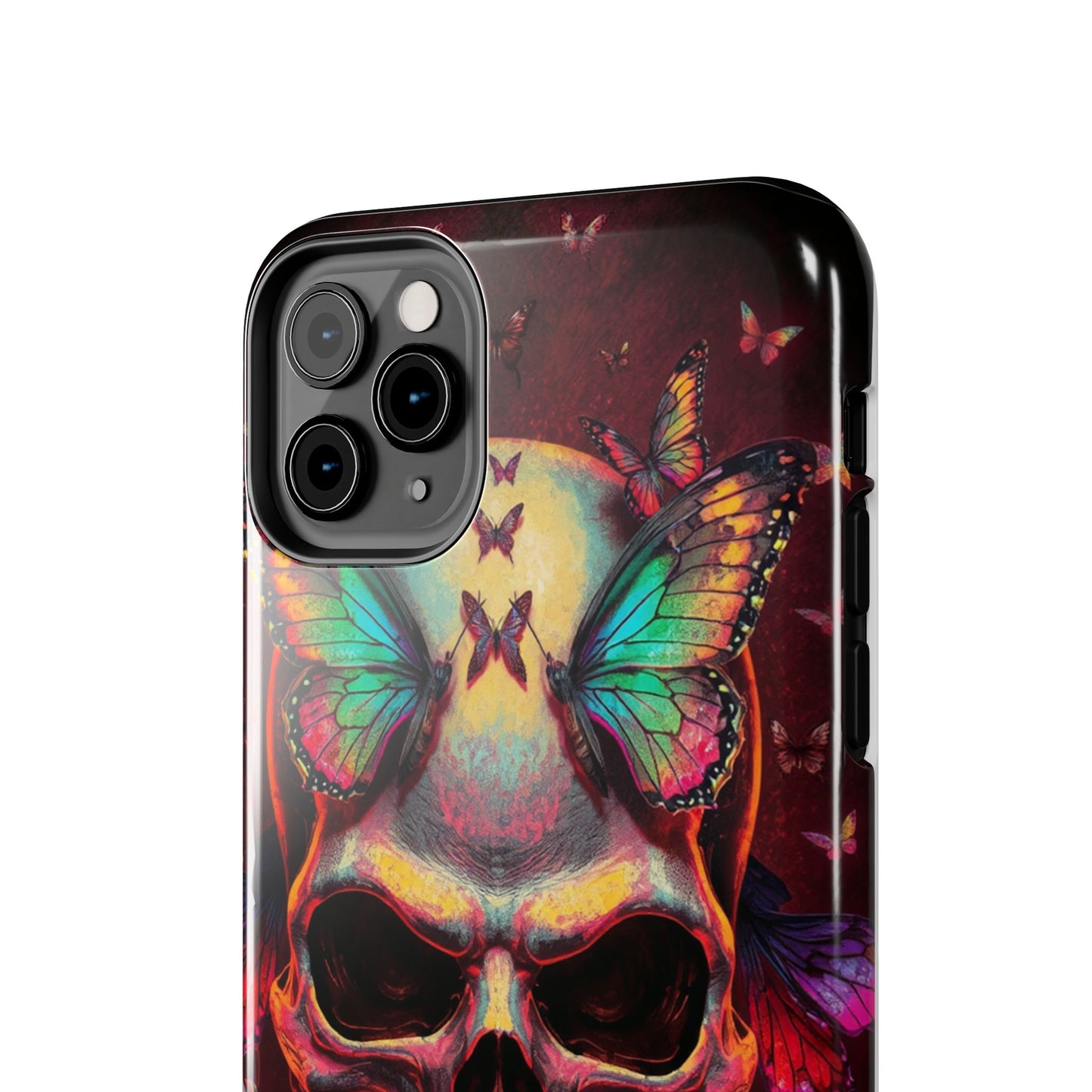Gothic Skull Phone Case with Butterflies - Durable Tough Phone Case