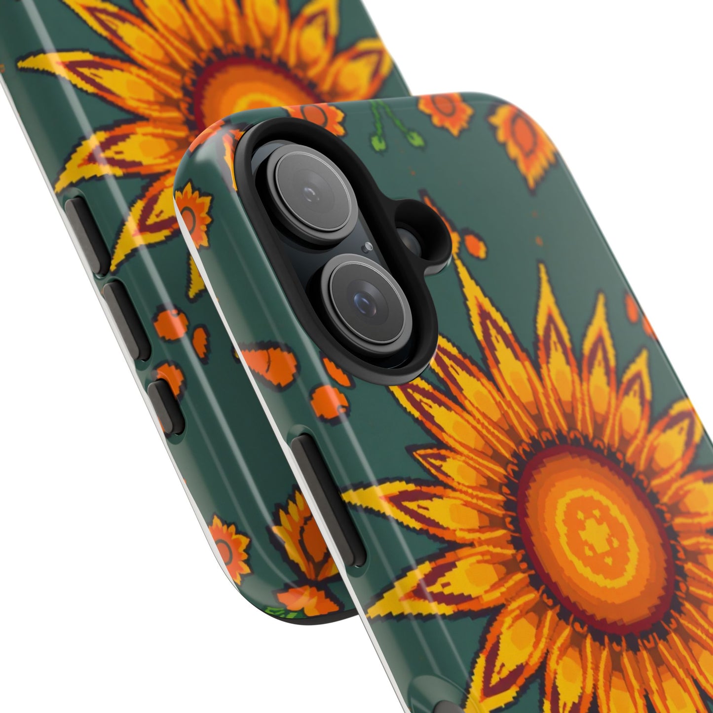 Pixelated Vibrant Floral Tough Phone Case | Sunflower Design for Nature Lovers - for iPhone