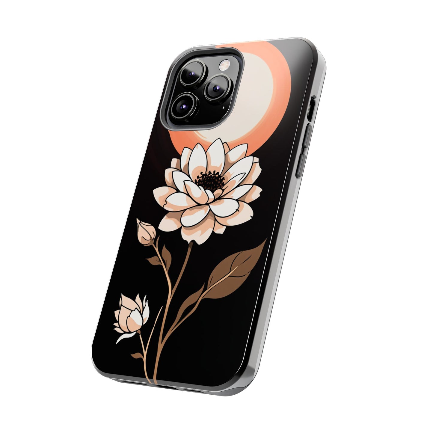 Elegant Contrast Floral Tough Phone Case - Stylish Protection for Your Device - for iPhone