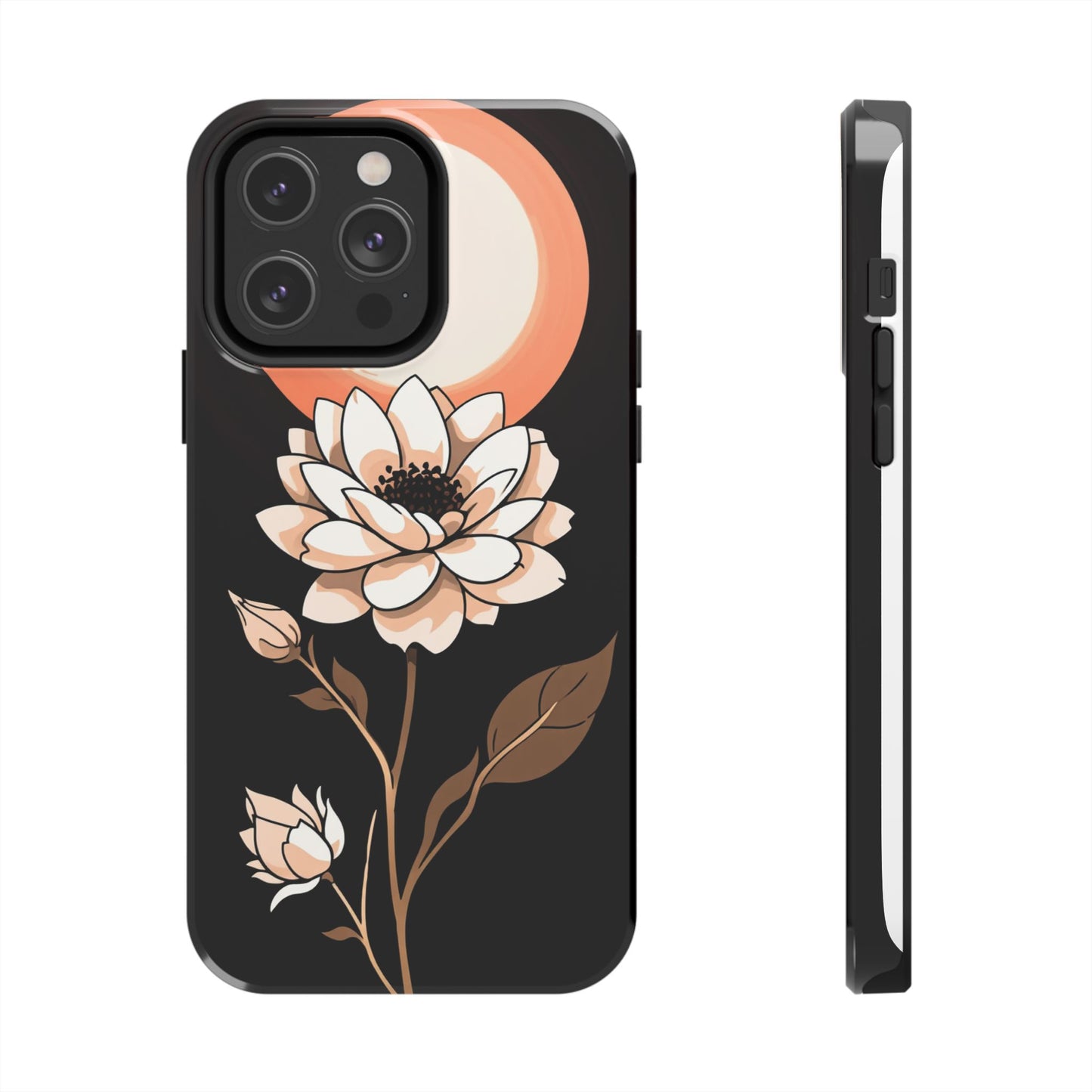 Elegant Contrast Floral Tough Phone Case - Stylish Protection for Your Device - for iPhone