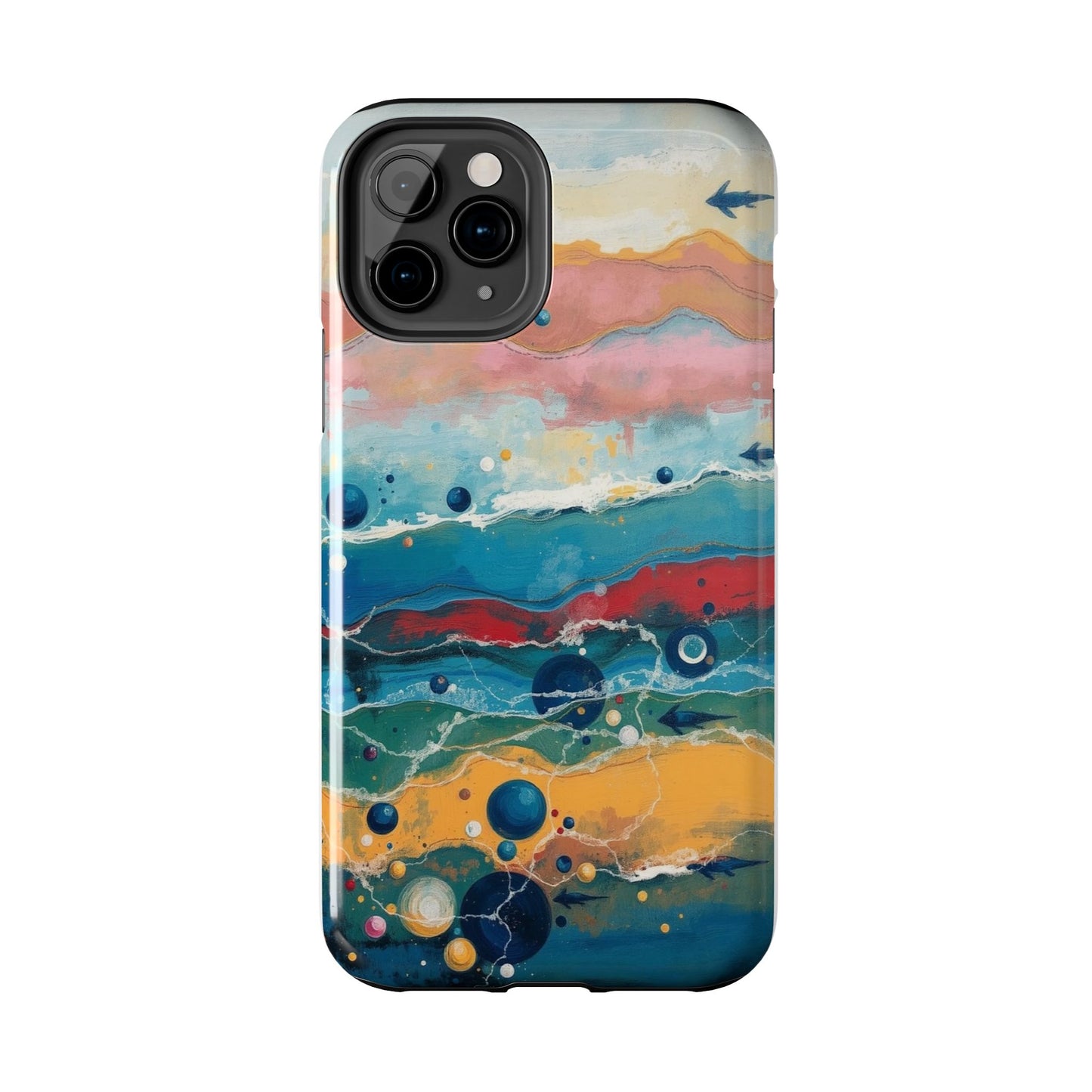 Artistic Tough Phone Case - Vibrant Waves Design for Unique Style