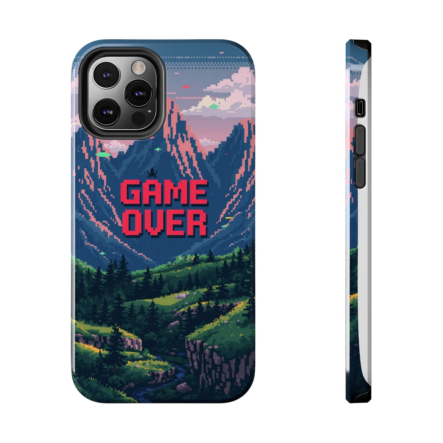 Pixel Art Tough Phone Case - 'Game Over' Design for Gamers