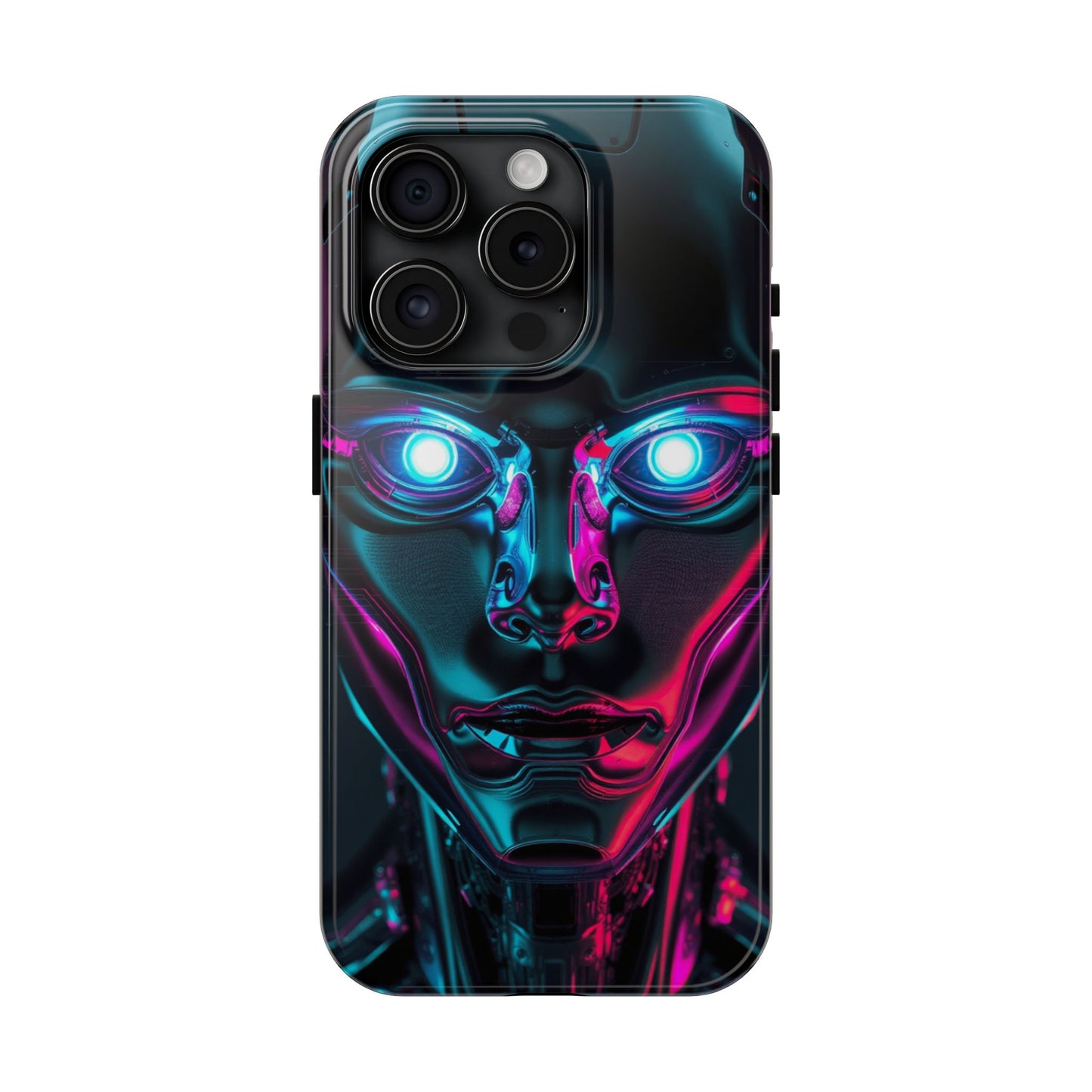 Futuristic Phone Case, Tough Phone Cover, Cyberpunk Style, Robot Design, Gift for Tech Lovers, Unique Phone Accessories