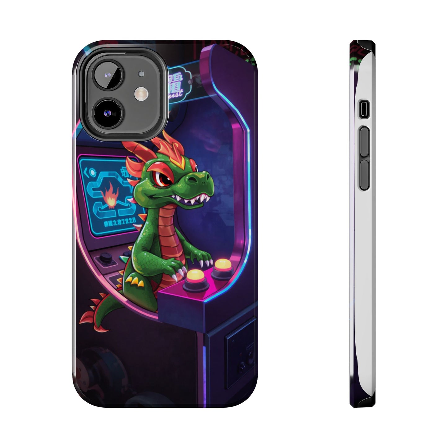 Retro Gamer Tough Phone Case with Dragon Design