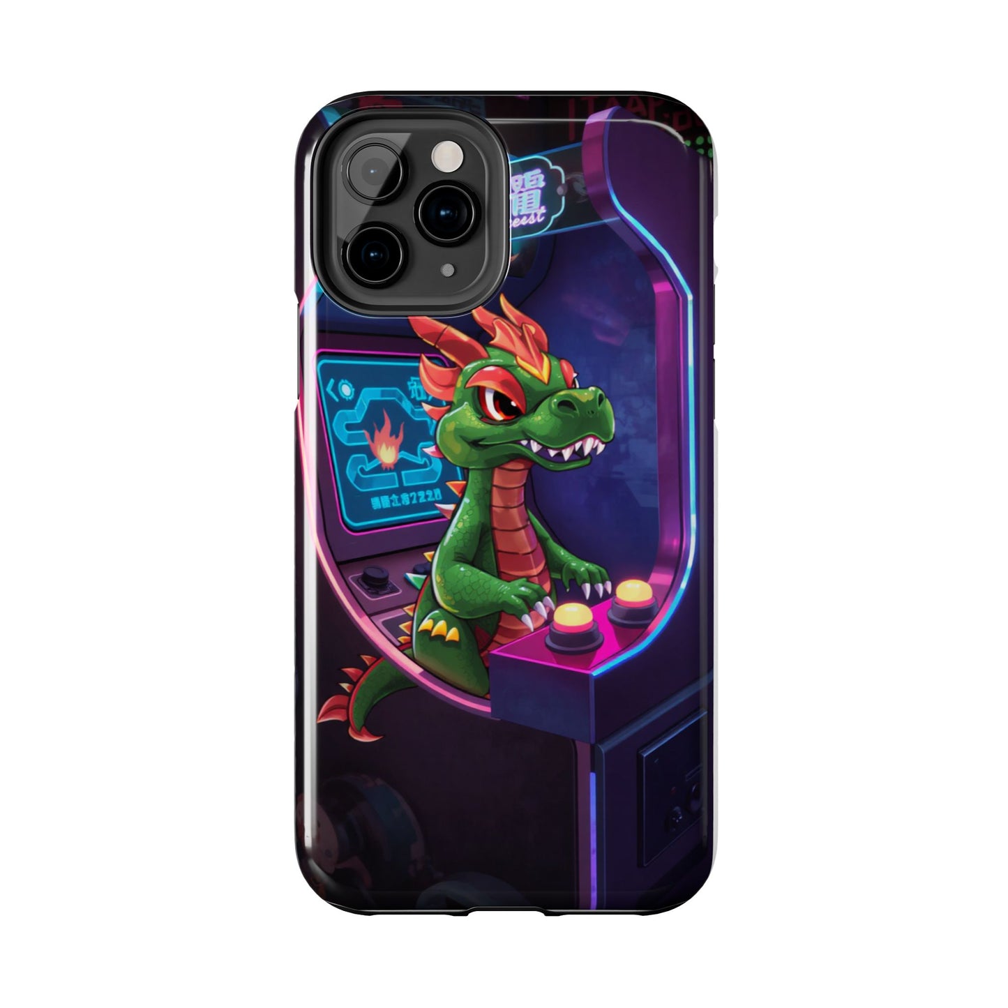 Retro Gamer Tough Phone Case with Dragon Design