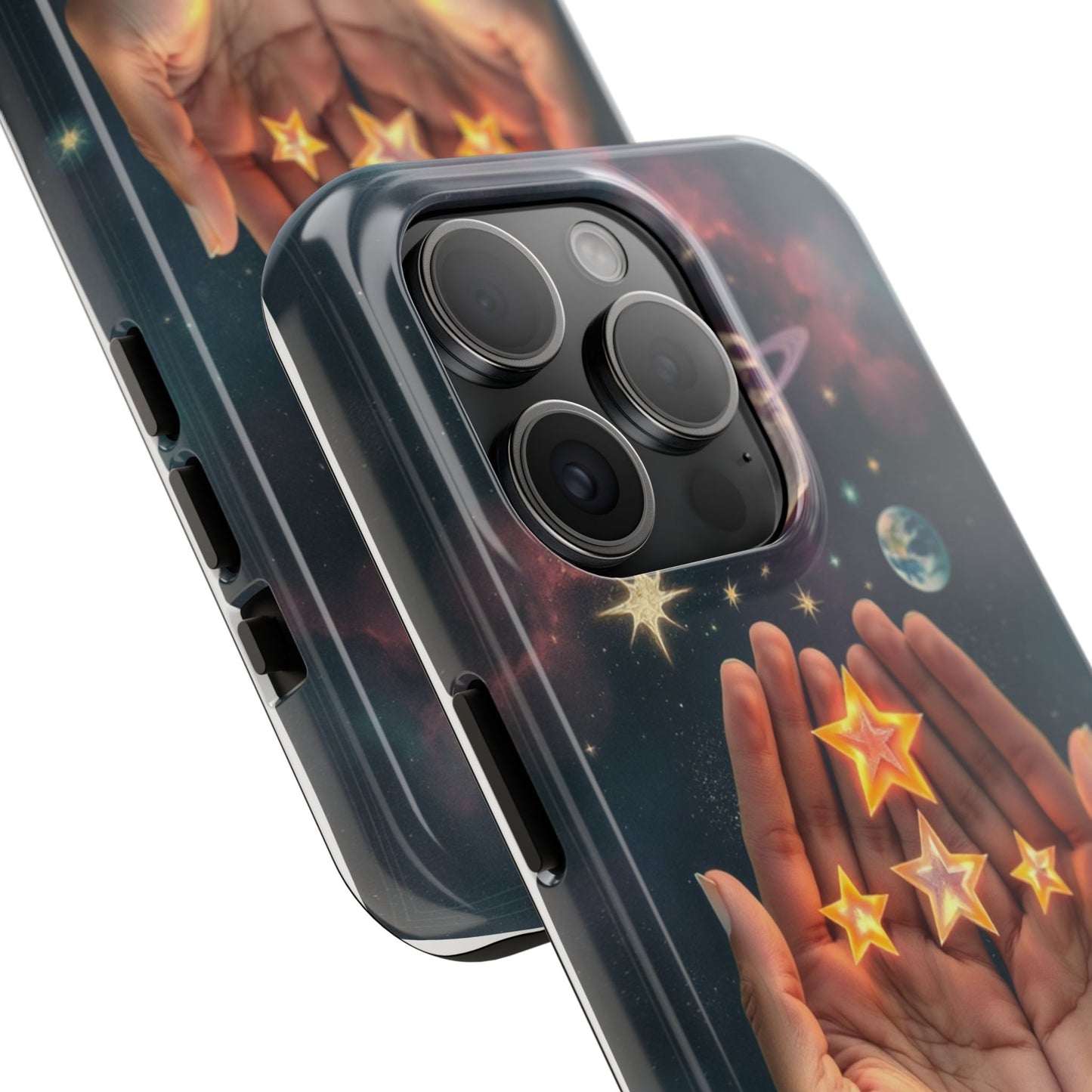Galaxy Hands Tough Phone Case - Celestial Design for Star Lovers