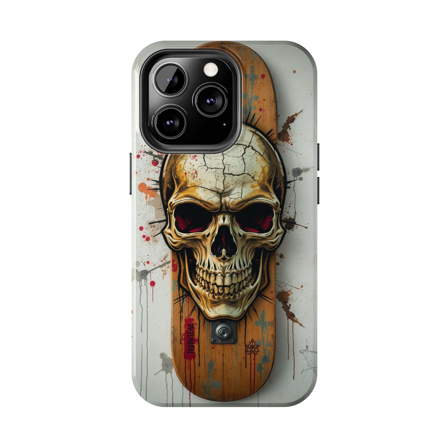 Edgy Skull Tough Phone Case - Durable Protection for Skateboard Enthusiasts