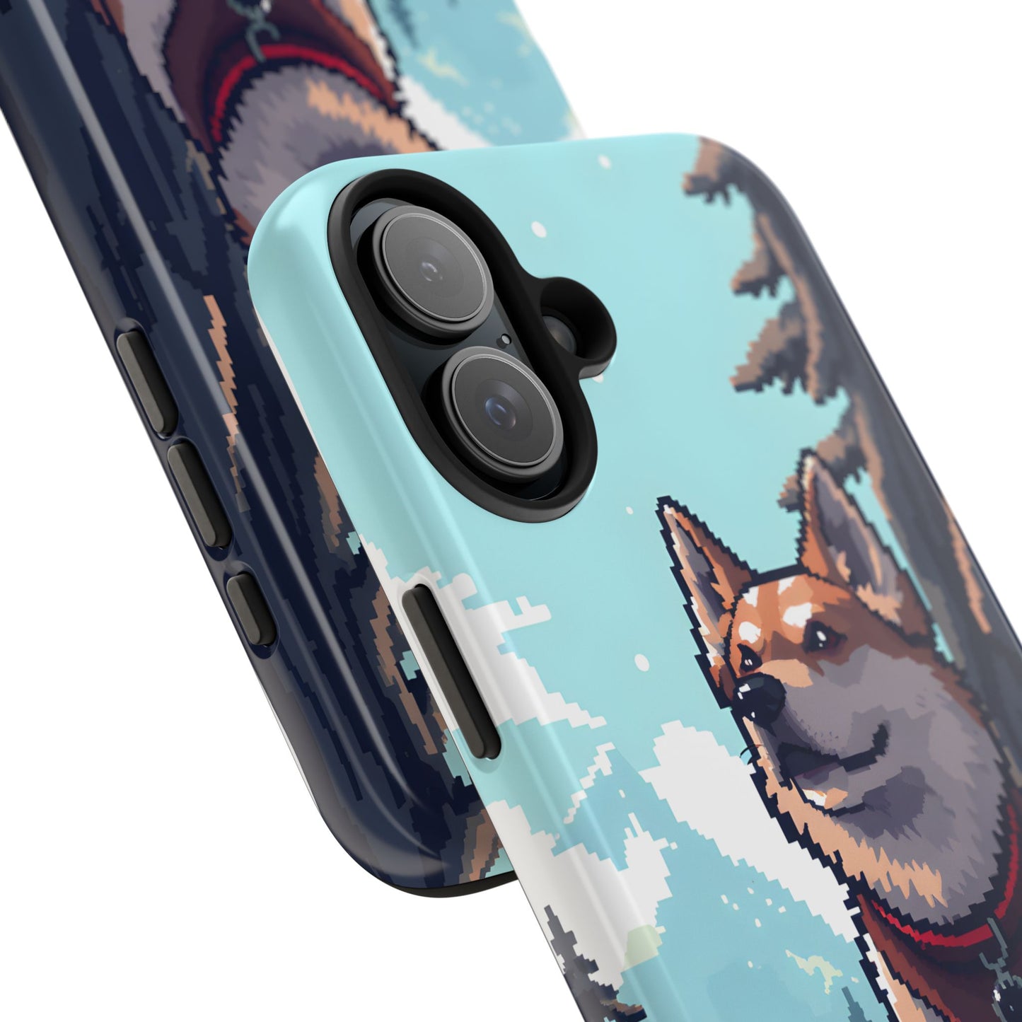 Retro Dog Adventure Tough Phone Case - Pixel Art Shiba Inu Design - for iPhone