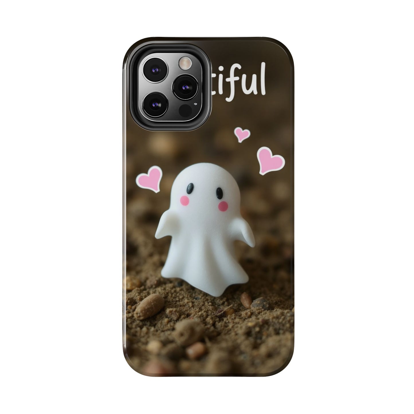 Cute Ghost Tough Phone Case - Beautiful Design with Heart Accents