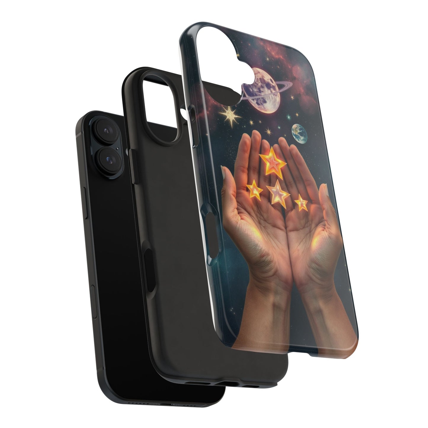 Galaxy Hands Tough Phone Case - Celestial Design for Star Lovers