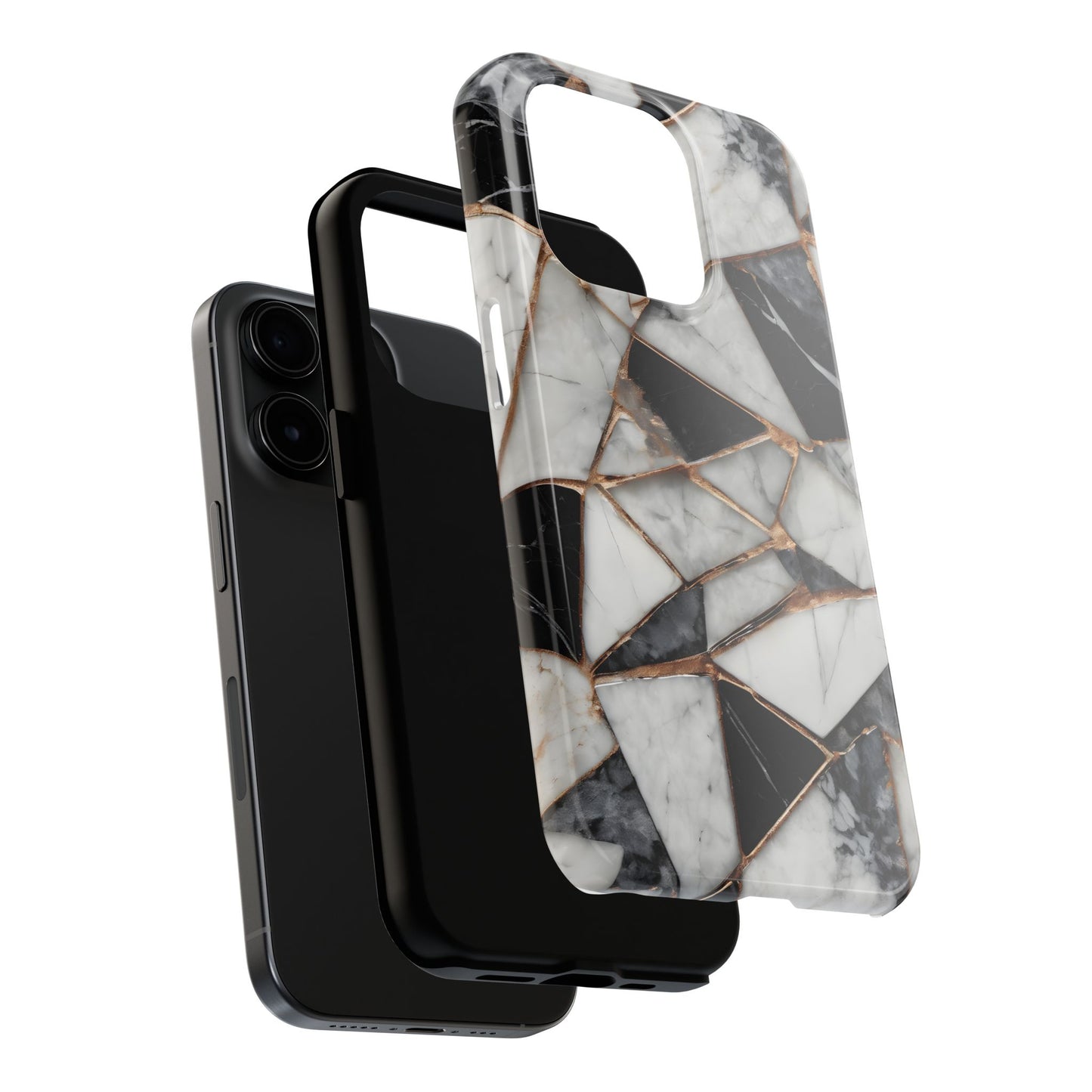 Elegant Marble Tough Phone Case - Stylish Protection for iPhone