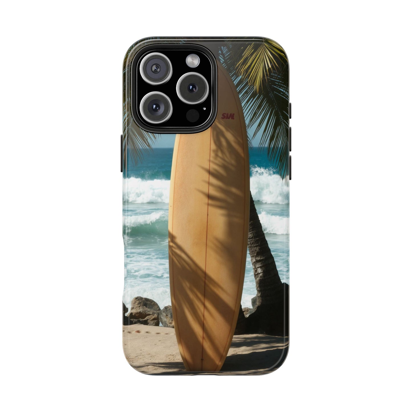 Tough Surfing Phone Case - Beach Vibes with Palm Trees & Surfboard