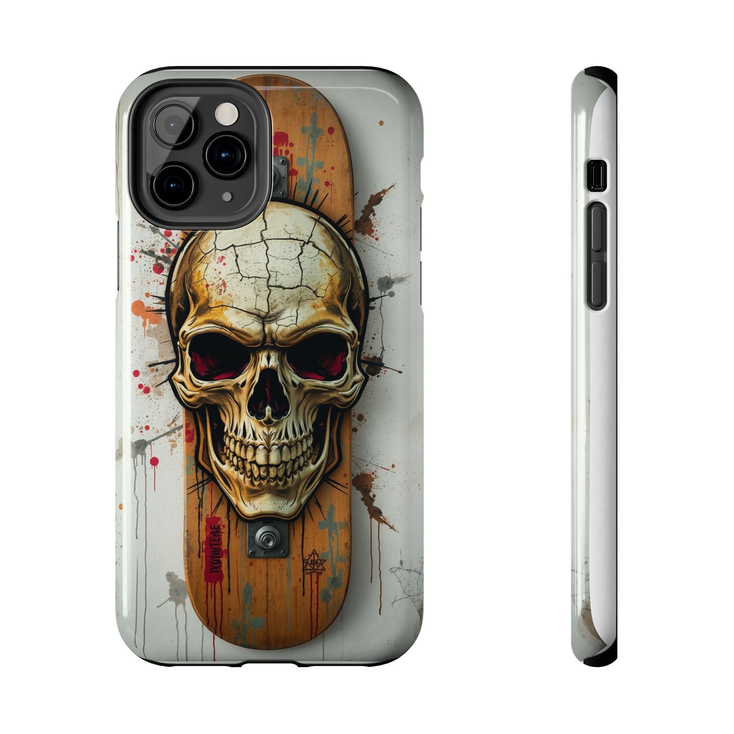 Edgy Skull Tough Phone Case - Durable Protection for Skateboard Enthusiasts