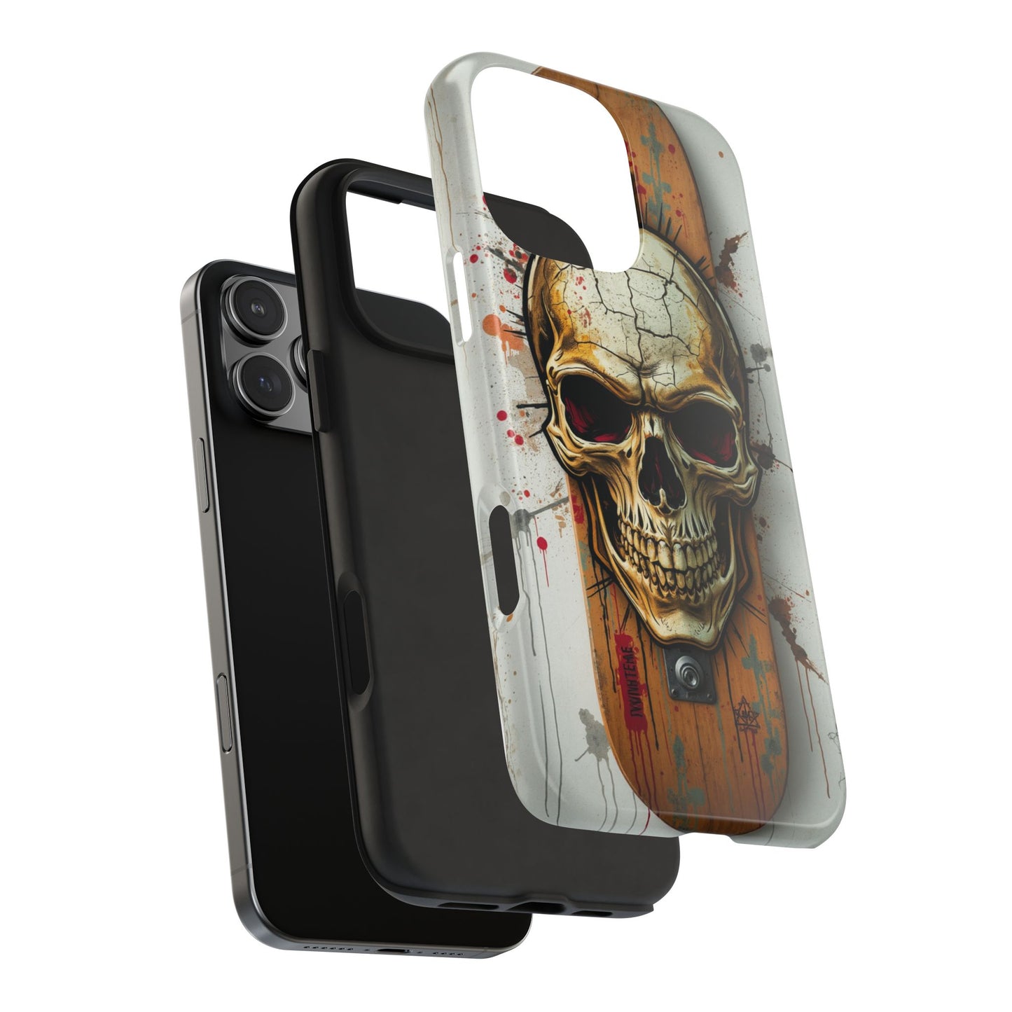 Edgy Skull Tough Phone Case - Durable Protection for Skateboard Enthusiasts