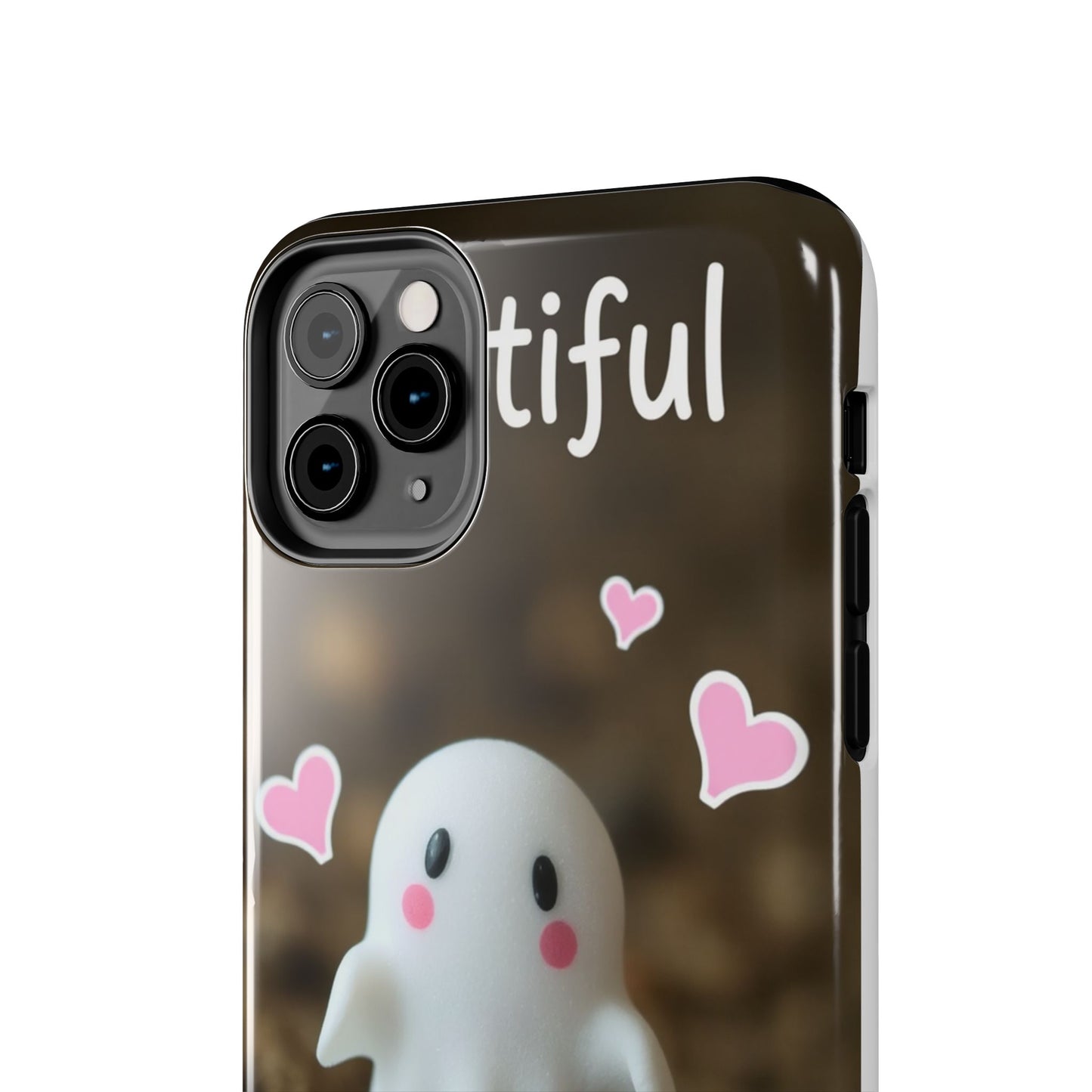 Cute Ghost Tough Phone Case - Beautiful Design with Heart Accents
