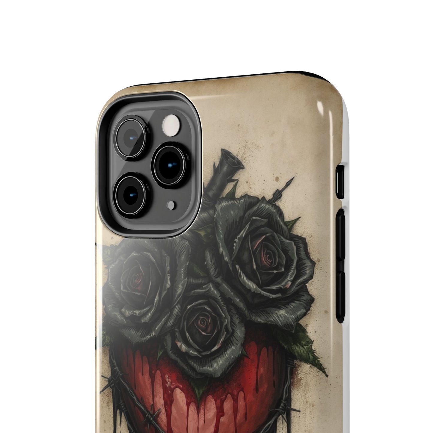 Gothic Heart Phone Case with Roses - Tough & Durable Design