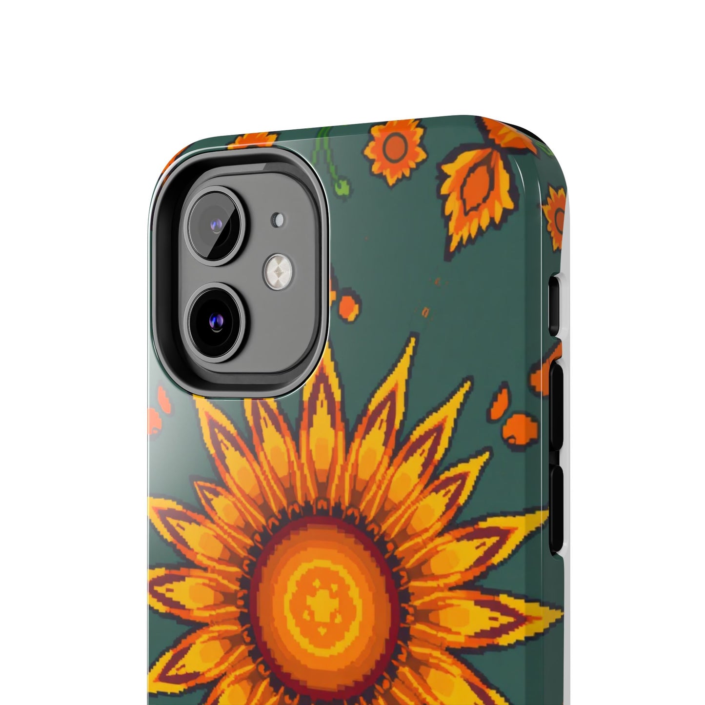 Pixelated Vibrant Floral Tough Phone Case | Sunflower Design for Nature Lovers - for iPhone