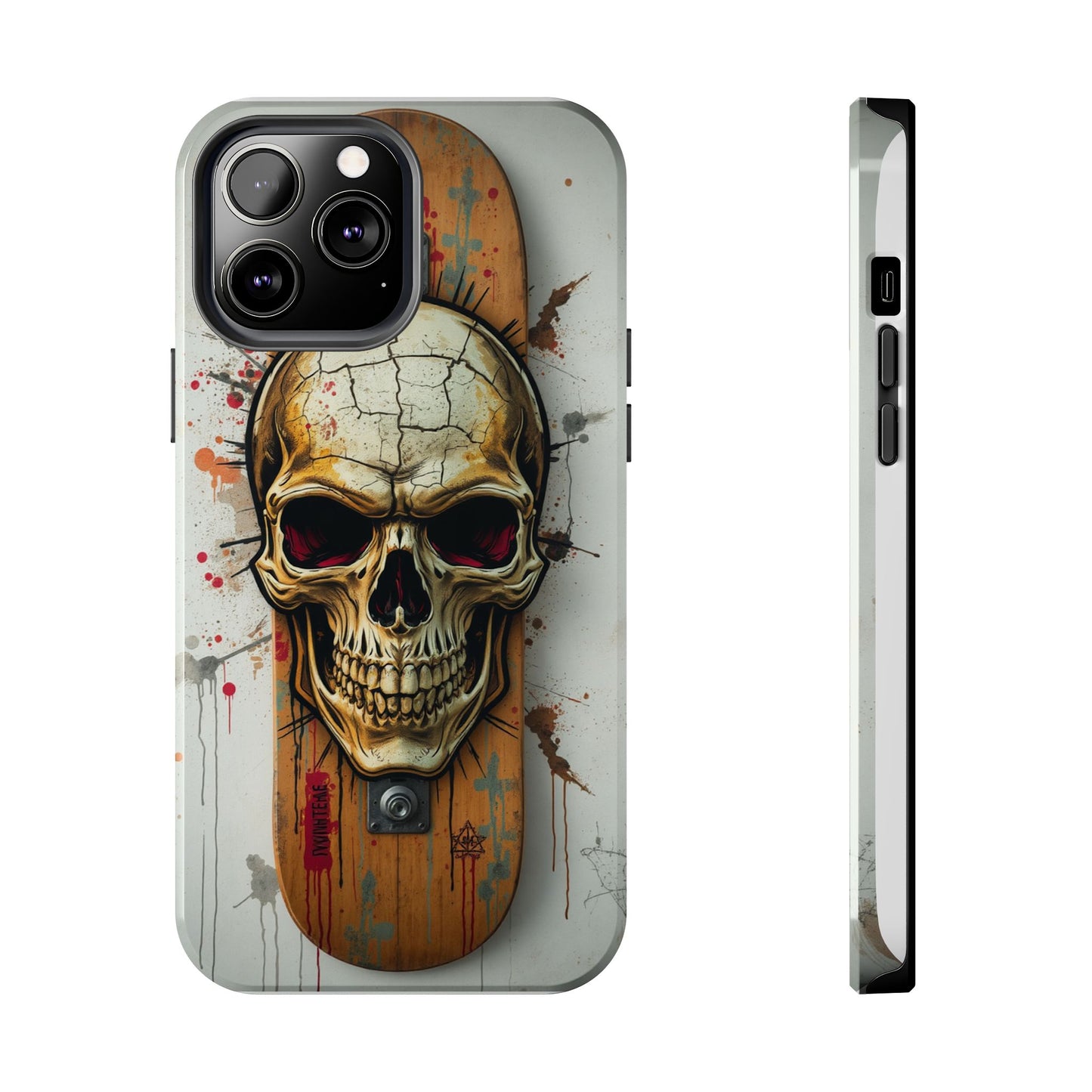 Edgy Skull Tough Phone Case - Durable Protection for Skateboard Enthusiasts