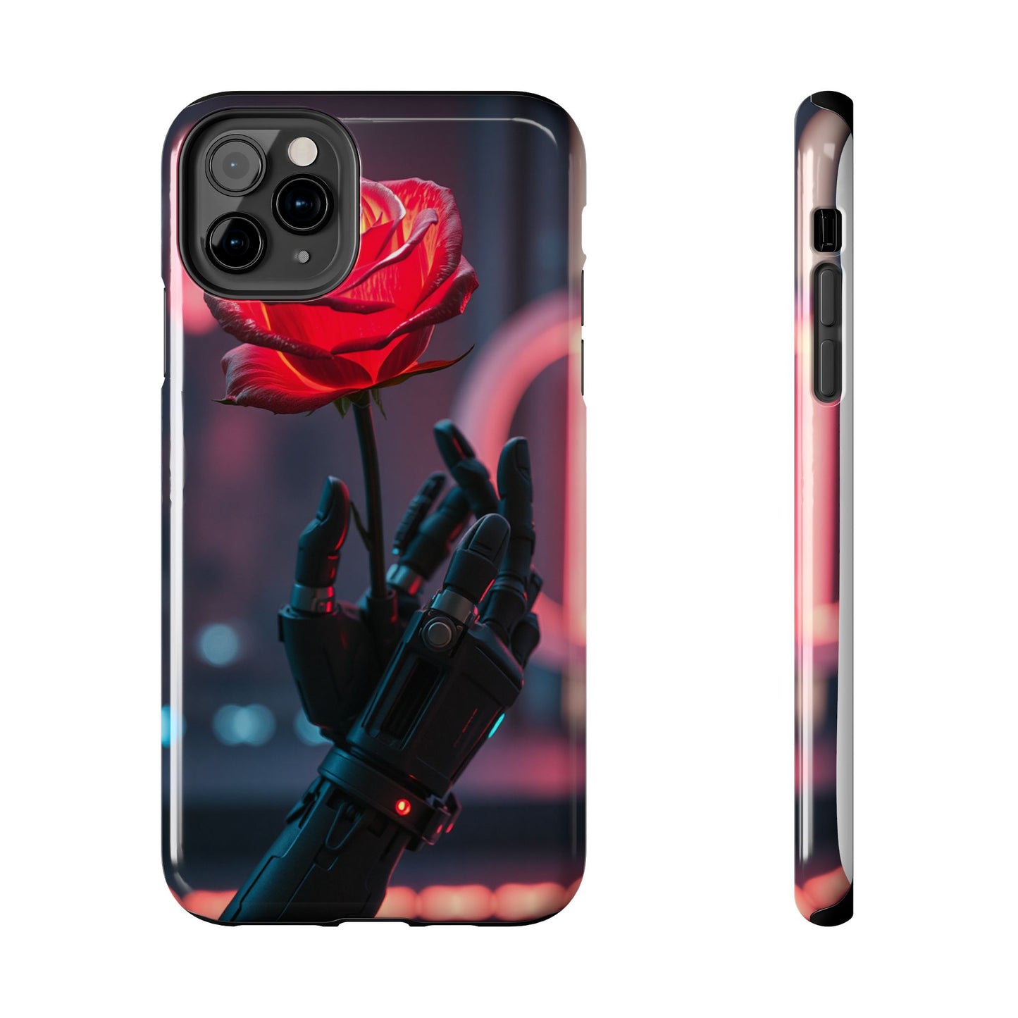 Futuristic Tough Phone Case with Robotic Rose Design | Durable Protection